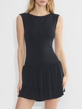 Aritzia Wilfred Goodlux bloomsberry Black Tiered Mini Dress